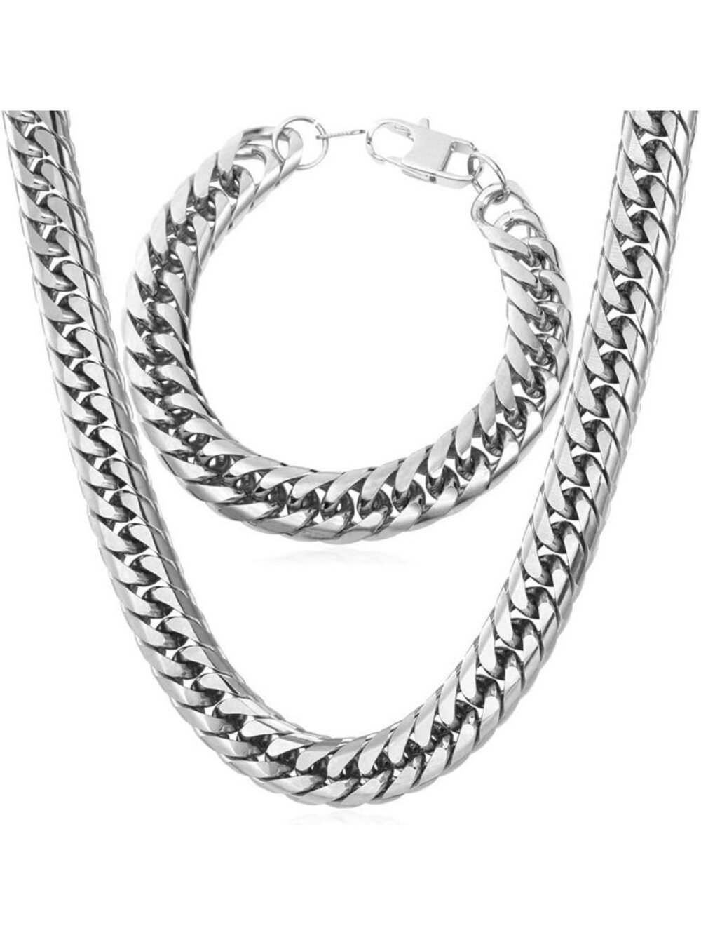 Men's Cuban Link Chain Necklace, 12mm/9mm/6mm Miami Curb, Stainless Steel, Hip